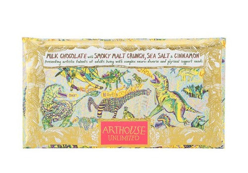 Dinosaurs Milk Chocolate with Smoky Malt Crunch, Sea Salt & Cinnamon